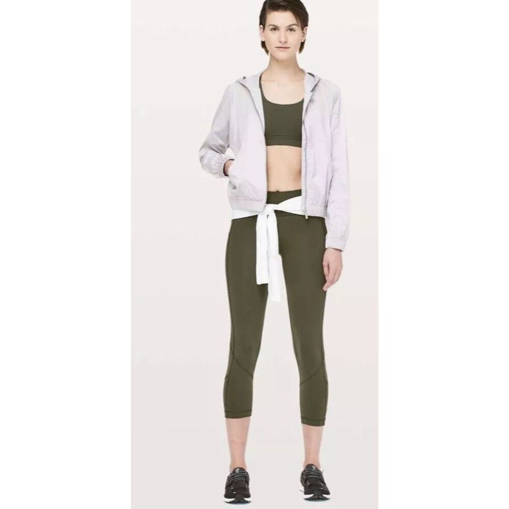 LULULEMON 2018 Pace Rival Crop Full-On Luxtreme 22" 2 Dark Olive Green EUC B69